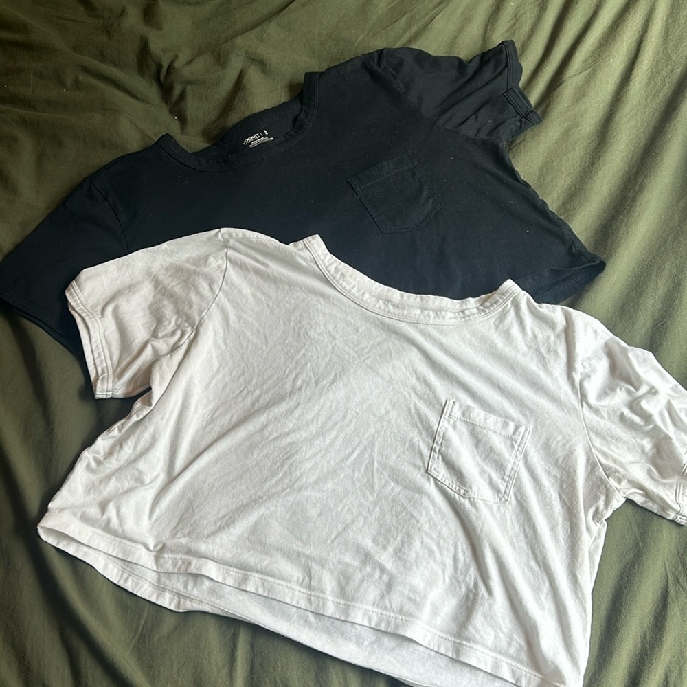 Black and white cropped tees. Large. Purchased from Jockey.
